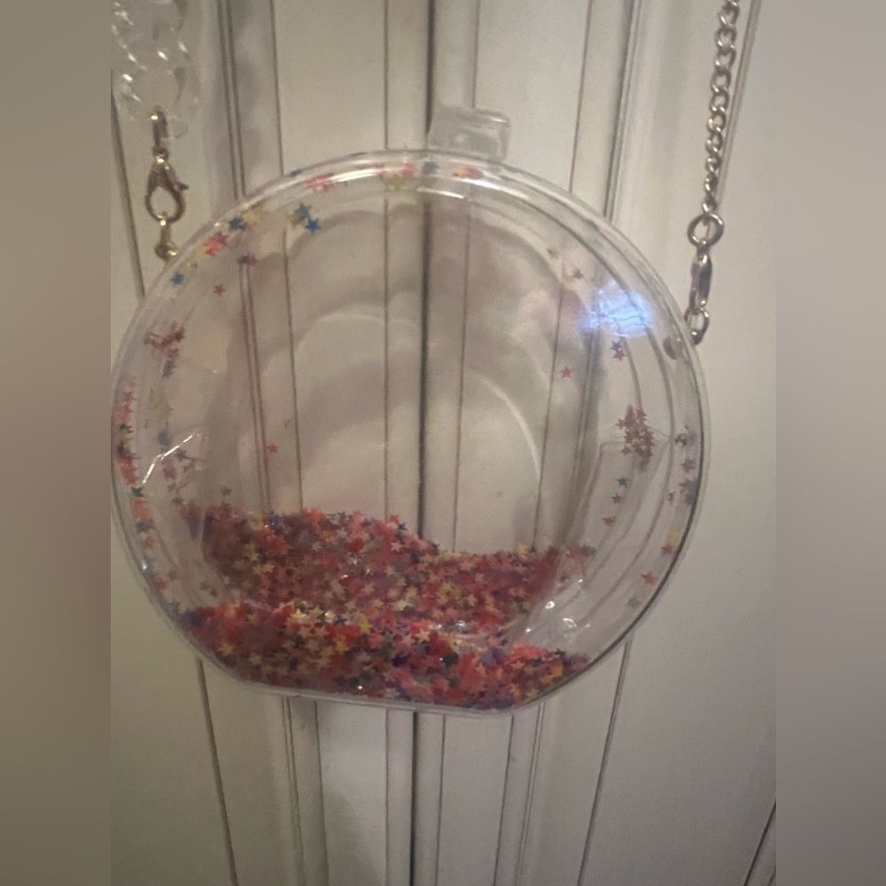Clear iridescent Clutch HandBag-Confetti glitter
